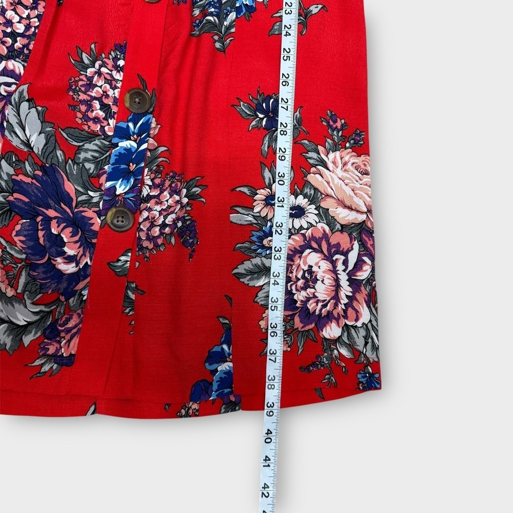 Maeve Anthropologie Caldwell Button Front‎ Dress Womens 6 Red NWT Square Neck - Picture 6 of 10
